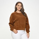 Wholesale women s Relaxed ribbed Corduroy Long Sleeve Top Plus Pack Relaxed fit