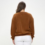 Wholesale women s Relaxed Ribbed Corduroy Long Sleeve Top Plus Pack Relaxed fit