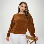 Wholesale women s Relaxed Ribbed Corduroy Long Sleeve Top Plus Pack Relaxed fit