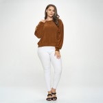 Wholesale women s Relaxed Ribbed Corduroy Long Sleeve Top Plus Pack Relaxed fit