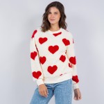 Wholesale sherpa Heart Print Sweater Pack Crew Neck Polyester