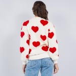 Wholesale sherpa Heart Print Sweater Pack Crew Neck Polyester