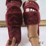 Wholesale super Soft Faux Fur Open Toe Heart Slippers US Women s S M M L
