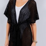 Wholesale open Crochet Fishnet Front Tie Swimsuit Kimono One Fits Most Adjustabl