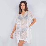 Wholesale hollow Crochet Swimsuit Coverup One Fits Most Side Tie Detail Polyeste