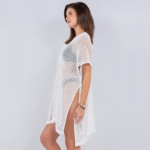 Wholesale hollow Crochet Swimsuit Coverup One Fits Most Side Tie Detail Polyeste