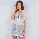 Lace Leaf Swimsuit Kimono With Center Tie

- V Neckline 
- Center Cinch Tie 
- One Size Fits Most (0-14)
- 100% Polyester 

