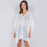 Wholesale sheer Swimsuit Coverup Vertical Stripe One Fits Most Polyester