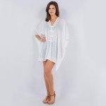 Wholesale sheer Swimsuit Coverup Vertical Stripe One Fits Most Polyester