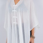 Wholesale sheer Swimsuit Coverup Vertical Stripe One Fits Most Polyester