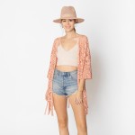 Do Everything In Love Flower Pattern Open Knit Kimono With Fringe Detail

- One Size Fits Most
- 100% Cotton