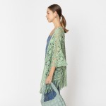 Wholesale do Everything Love Flower Pattern Open Knit Kimono Fringe Detail One F