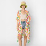 Wholesale do Everything Love Bold Flower Print Kimono Tassel Details One Fits Mo