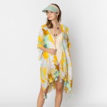 Wholesale do Everything Love Bold Floral Print Kimono Tassel Details One Fits Mo