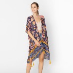 Wholesale do Everything Love Painted Flower Print Kimono Tassel Details One Fits