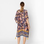 Wholesale do Everything Love Painted Flower Print Kimono Tassel Details One Fits
