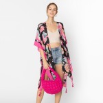 Wholesale do Everything Love Paisley Flower Print Kimono Tassel Details One Fits