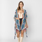 Wholesale do Everything Love Aztec Print Kimono Tassel Details One Fits Most Pol