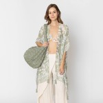 Wholesale do Everything Love Leaf Printed Kimono Tassel Details One Fits Most Po