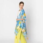 Wholesale do Everything Love Leaf Flower Print Kimono Tassel Details One Fits Mo