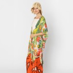 Wholesale do Everything Love Leaf Flower Print Kimono Tassel Details One Fits Mo