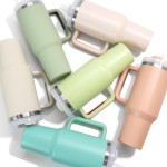 Wholesale solid Color oz Double Wall Stainless Steel Vacuum Tumbler Handle Screw