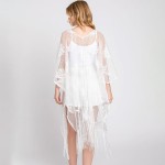 Wholesale floral Lace Poncho Tassel One Fits Most Polyester