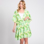 Wholesale flower Print Self Tie Drawstring Open Front Cover Up One Fits Most Pol