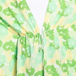 Wholesale flower Print Self Tie Drawstring Open Front Cover Up One Fits Most Pol