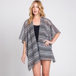 Wholesale multi Color Striped Crochet Open Front Coverup One Fits Most Polyester