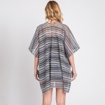 Wholesale multi Color Striped Crochet Open Front Coverup One Fits Most Polyester