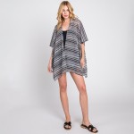 Wholesale multi Color Striped Crochet Open Front Coverup One Fits Most Polyester