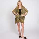 Wholesale multi Color Striped Crochet Open Front Coverup One Fits Most Polyester