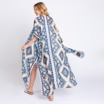 Wholesale aztec Print Long Lightweight Kimono One Fits Most Polyester