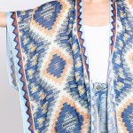 Wholesale aztec Print Long Lightweight Kimono One Fits Most Polyester