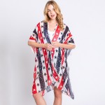 Wholesale lightweight Distressed Americana Stars Stripes Printed Kimono One Fits