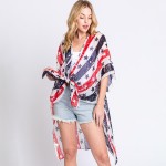 Wholesale lightweight Distressed Americana Stars Stripes Printed Kimono One Fits