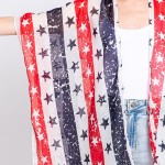 Wholesale lightweight Distressed Americana Stars Stripes Printed Kimono One Fits