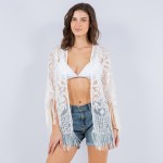 Filigree Lace Swimsuit Cover With Fringe Detail

- One Size Fits Most (0-14) 
- 65% Rayon/ 35% Polyester 