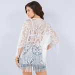 Wholesale filigree Lace Swimsuit Cover Fringe Detail One Fits Most Rayon Polyest