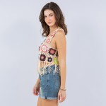 Wholesale knit Granny Square Swimsuit Cover Up Crop Top Tassels One Fits Most Po