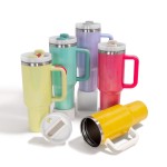 Wholesale iridescent Glitter oz Double Wall Stainless Steel Vacuum Tumbler Handl