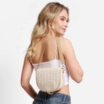 Wholesale comfyLuxe Mixed Woven Straw Clutch Crossbody Bag Magnetic Buckle Closu