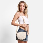 Wholesale comfyLuxe Mixed Woven Straw Clutch Crossbody Bag Magnetic Buckle Closu