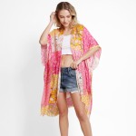 Wholesale comfyLuxe Patchwork Floral Print Kimono One Fits Most Viscose