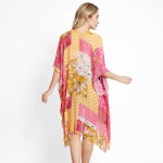 Wholesale comfyLuxe Patchwork Floral Print Kimono One Fits Most Viscose