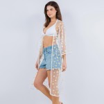 Wholesale daisy Sheer Kimono Lace Detail One Fits Most Polyester
