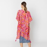 Wholesale do Everything Love Painted Leaf Print Kimono Tassel Tinsel Details One