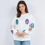 Sweat Shirt Featuring Sequin Easter Eggs (6-Pack)

- Crew Neckline
- Cuffed Sleeves
- 90% Cotton 10% Polyester 