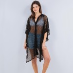 Wholesale oversized Collared Fishnet Jersey Cover Up One Fits Most Polyester